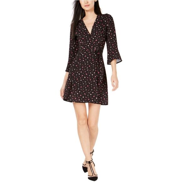 French Connection Womens Verona Edith Wrap Dress, black, 10 - Picture 1 of 1